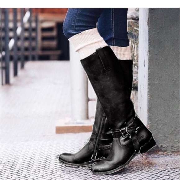 Frye Shoes - Frye Melissa Knotted Tall Leather Riding Boots Black Size 9.5